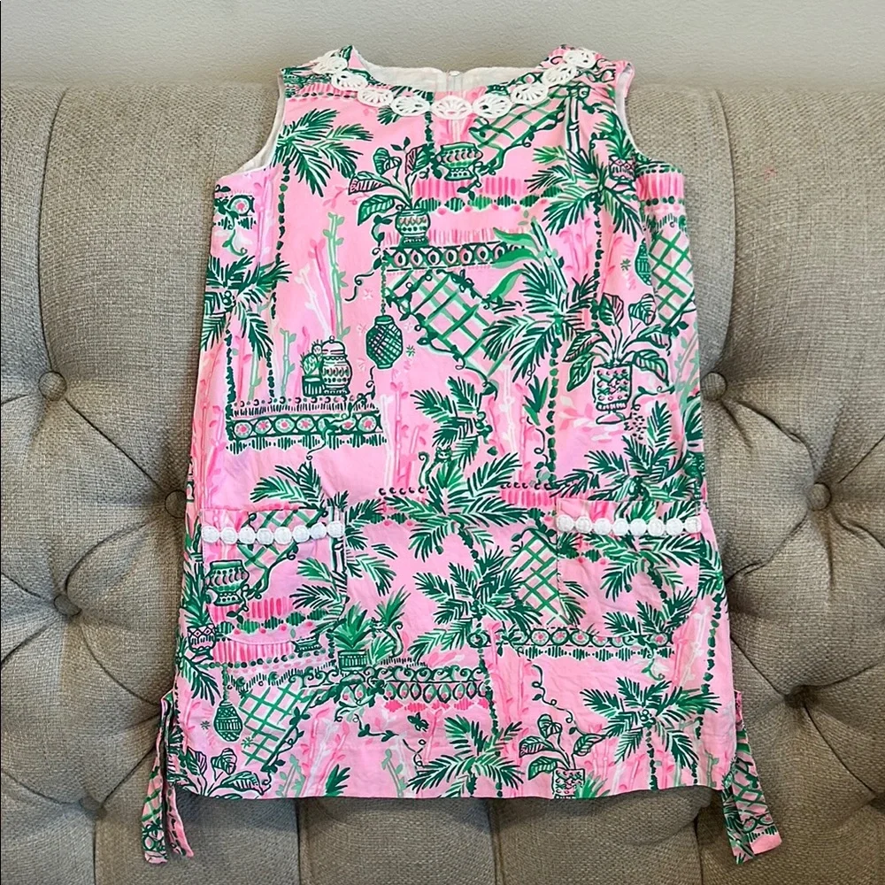 Lilly, Pulitzer Tropical Pink and Green Kids Dress - Picture 1 of 3